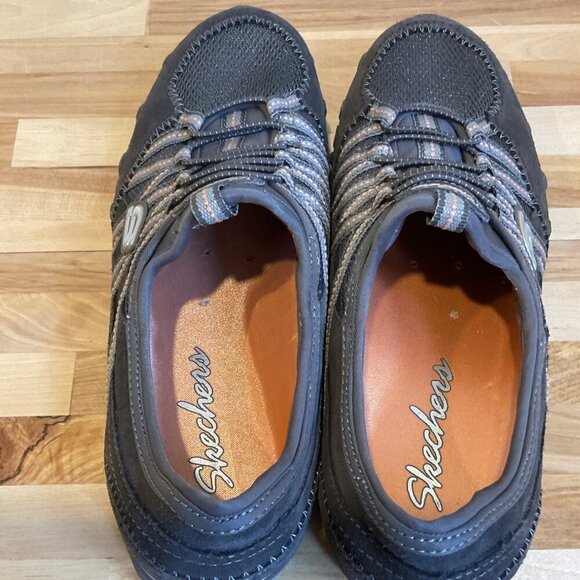 Skechers Womens Size 6 grey powder pink Leather & Textile Slip-On Athletic Shoe - Picture 6 of 16